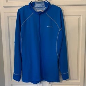 Columbia Bright blue 1/4 zip pullover.Polyester/elastane. men’s large.